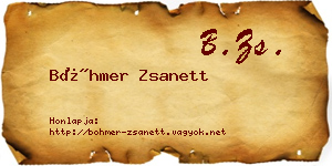 Böhmer Zsanett névjegykártya